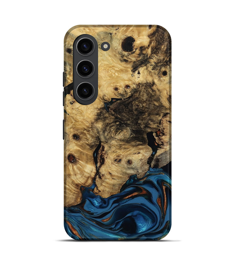 Galaxy S23 Wood Live Edge Phone Case - Minor (Teal & Gold, 810790)