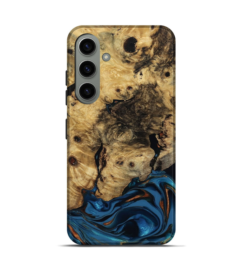 Galaxy S24 Wood Live Edge Phone Case - Minor (Teal & Gold, 810790)
