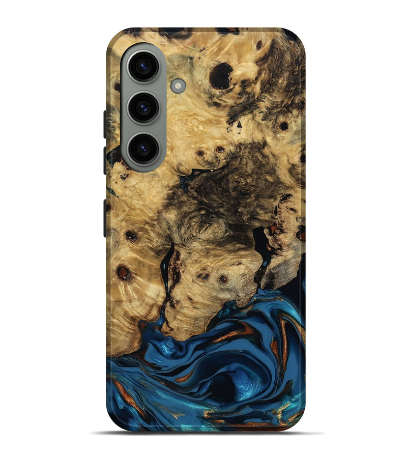 Galaxy S24 Plus Wood Live Edge Phone Case - Minor (Teal & Gold, 810790)
