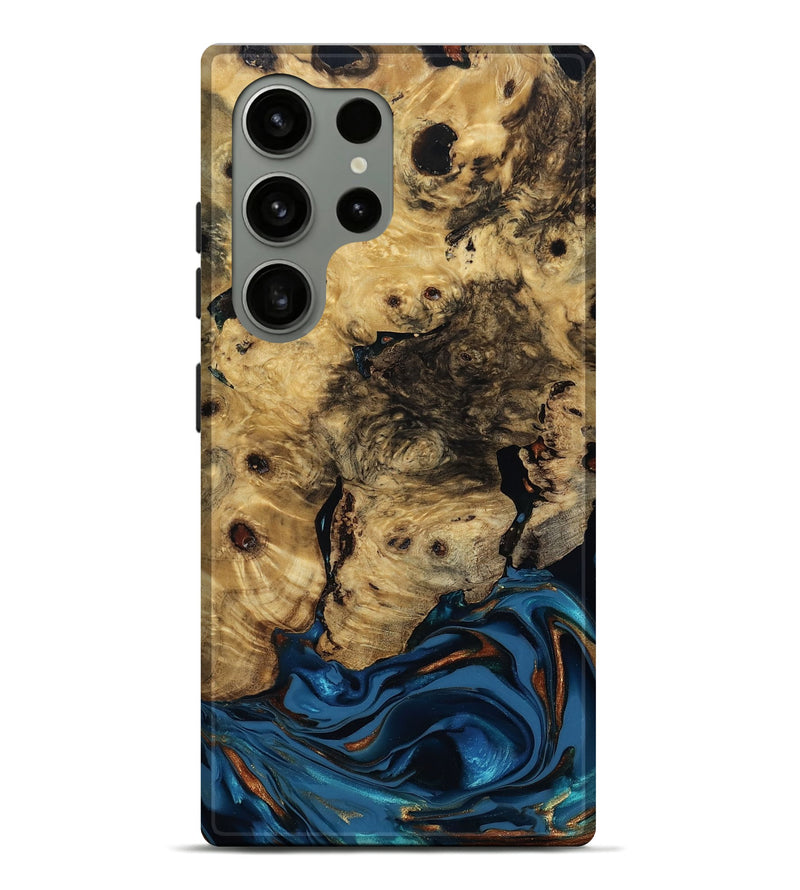 Galaxy S24 Ultra Wood Live Edge Phone Case - Minor (Teal & Gold, 810790)