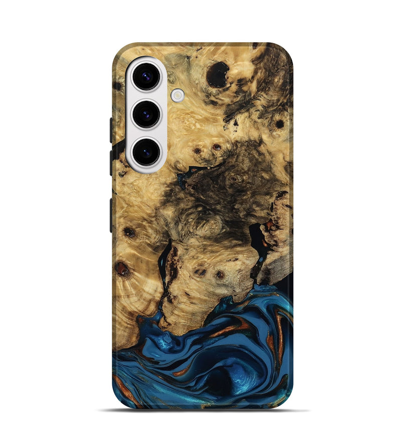 Galaxy S25 Wood Live Edge Phone Case - Minor (Teal & Gold, 810790)