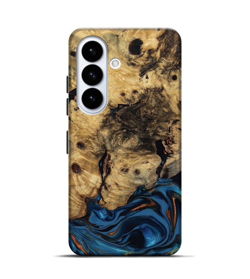 Galaxy S26 Wood Live Edge Phone Case - Minor (Teal & Gold, 810790)