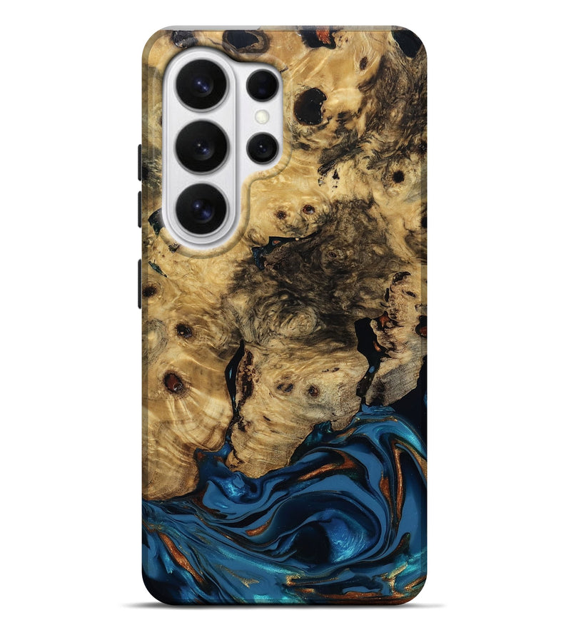 Galaxy S26 Ultra Wood Live Edge Phone Case - Minor (Teal & Gold, 810790)