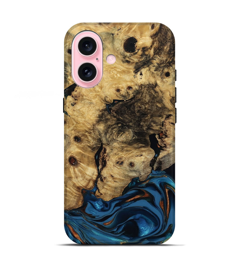 iPhone 17 Wood Live Edge Phone Case - Minor (Teal & Gold, 810790)