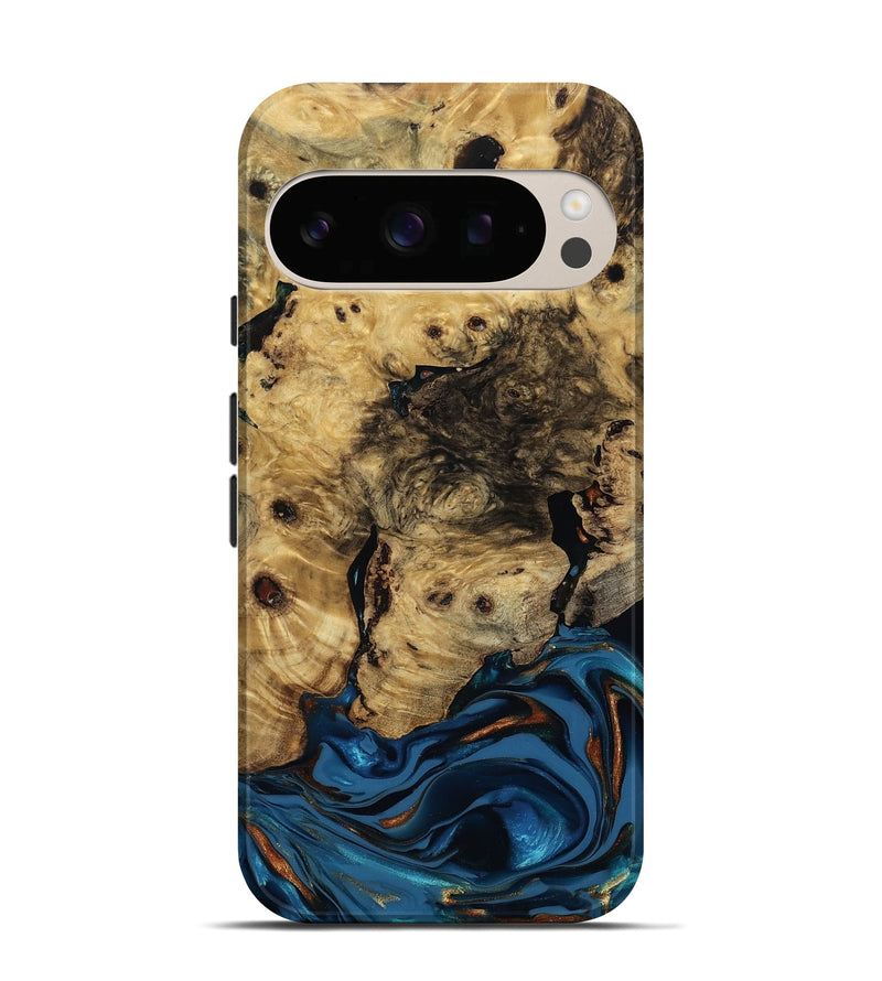 Pixel 10 Wood Live Edge Phone Case - Minor (Teal & Gold, 810790)