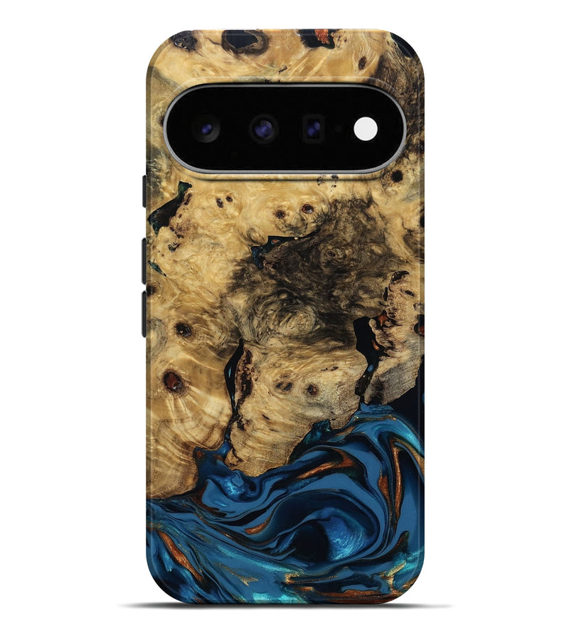 Pixel 11 Pro XL Wood Live Edge Phone Case - Minor (Teal & Gold, 810790)