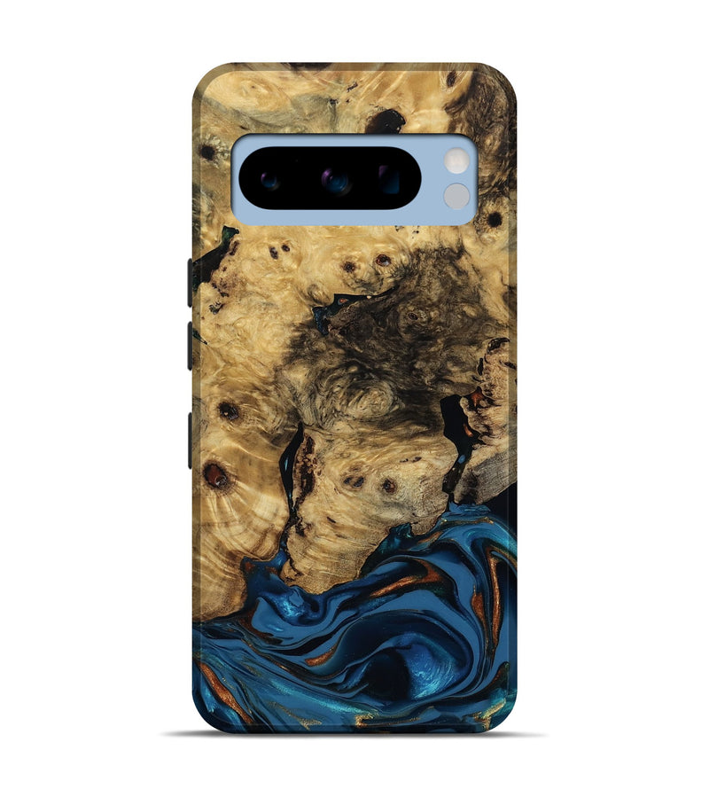 Pixel 8 Pro Wood Live Edge Phone Case - Minor (Teal & Gold, 810790)