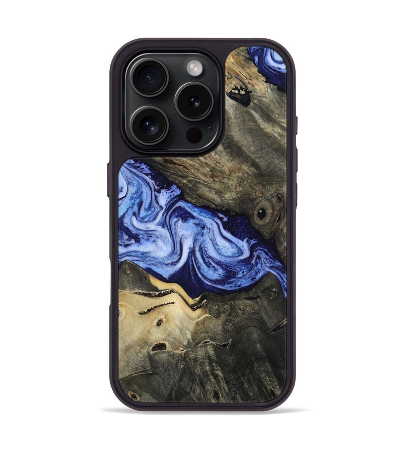 iPhone 16 Pro Wood Phone Case - Mahlon (Blue, 810819)
