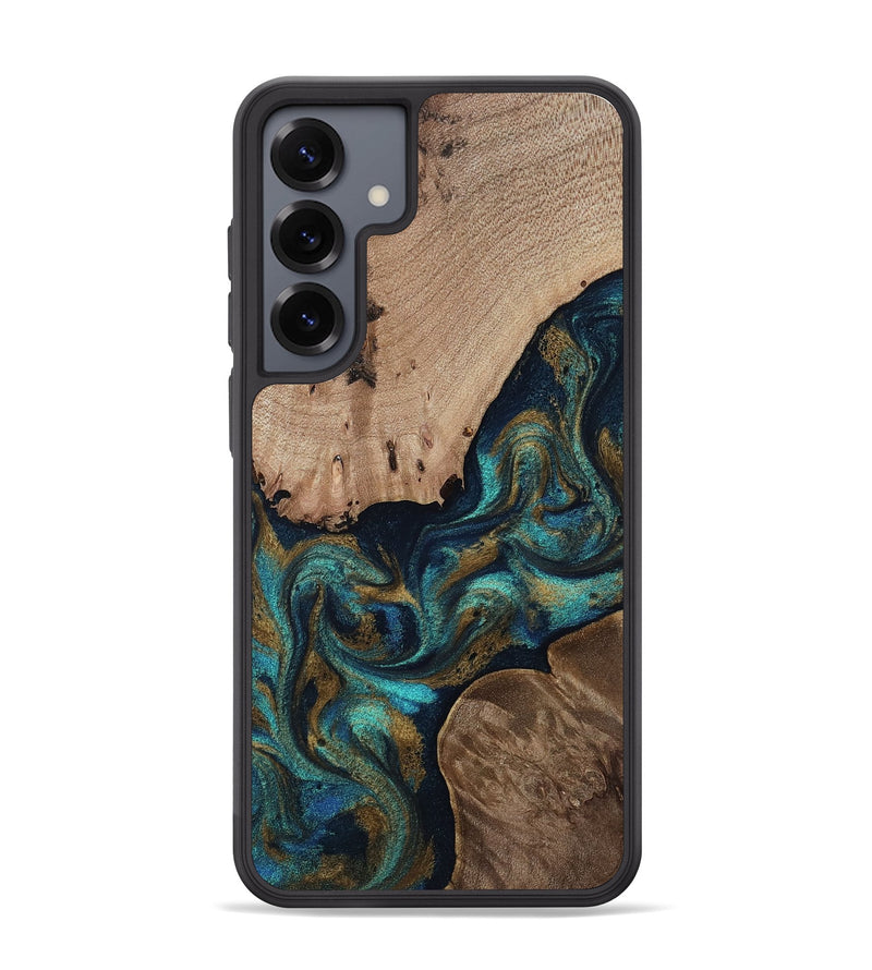 Galaxy S25 Plus Wood Phone Case - Lukas (Teal & Gold, 810837)