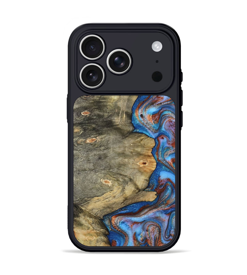 iPhone 17 Pro Wood Phone Case - Katlyn (Teal & Gold, 810838)