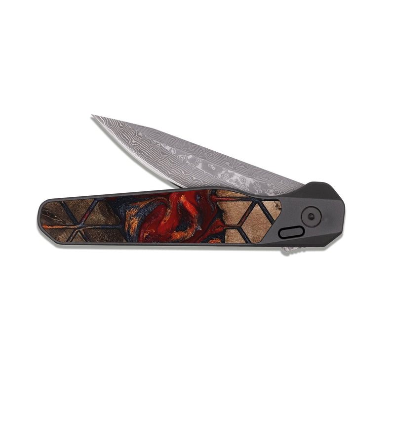 EDC Dark Damascus Wood Pocket Knife - Dangelo (Pattern, 811053)