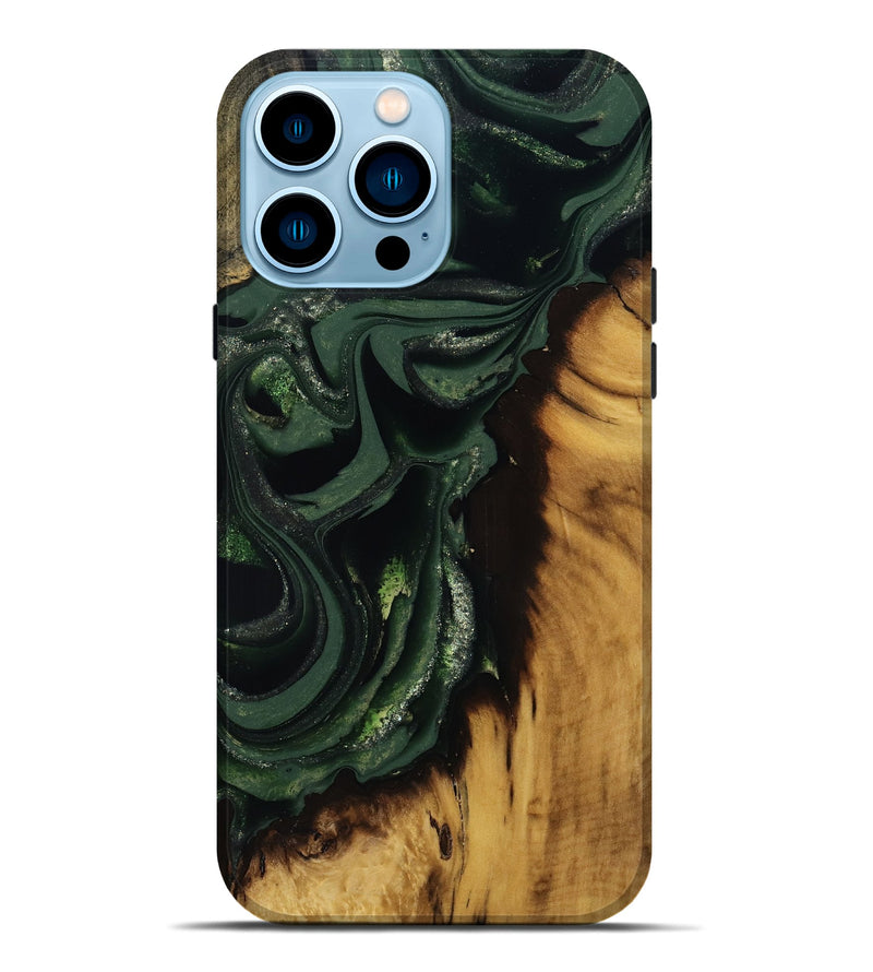 iPhone 14 Pro Max Wood Live Edge Phone Case - Erin (Green, 811217)