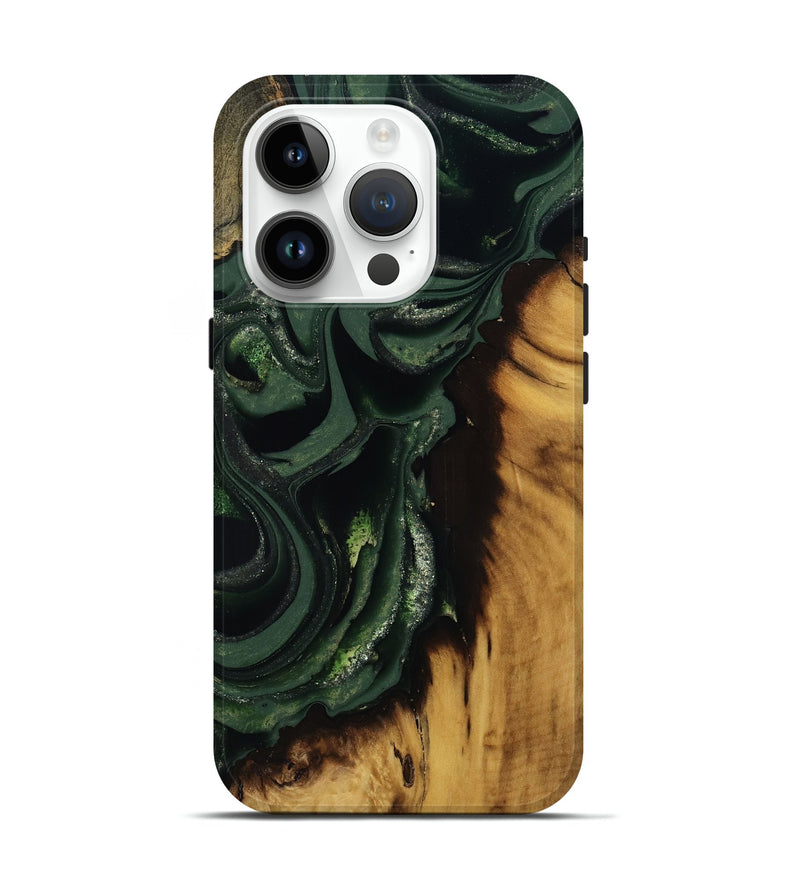 iPhone 15 Pro Wood Live Edge Phone Case - Erin (Green, 811217)