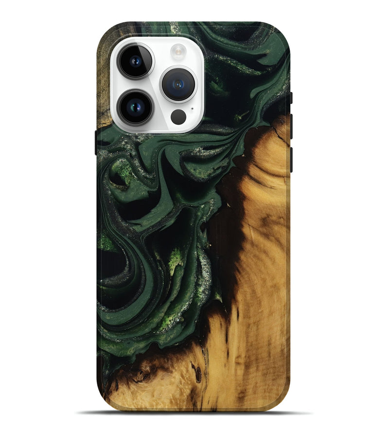 iPhone 15 Pro Max Wood Live Edge Phone Case - Erin (Green, 811217)