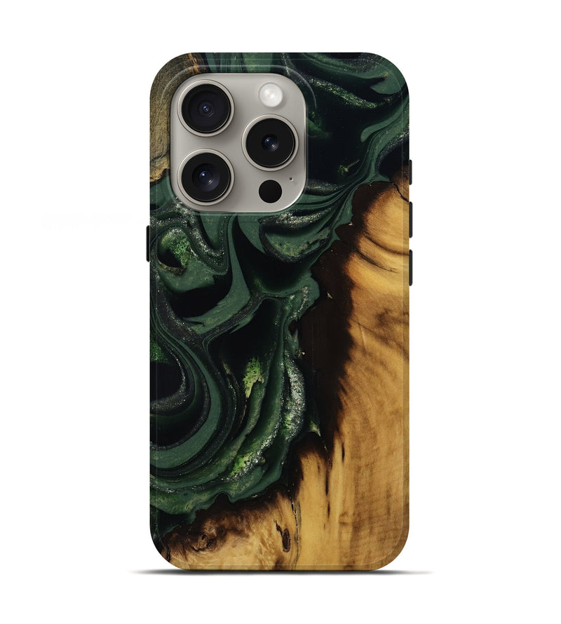 iPhone 16 Pro Wood Live Edge Phone Case - Erin (Green, 811217)