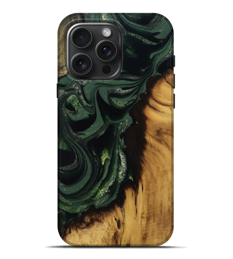 iPhone 16 Pro Max Wood Live Edge Phone Case - Erin (Green, 811217)