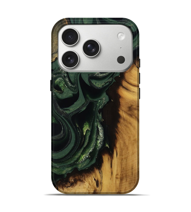 iPhone 17 Pro Wood Live Edge Phone Case - Erin (Green, 811217)