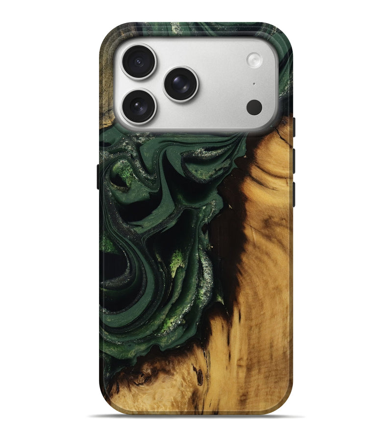 iPhone 17 Pro Max Wood Live Edge Phone Case - Erin (Green, 811217)