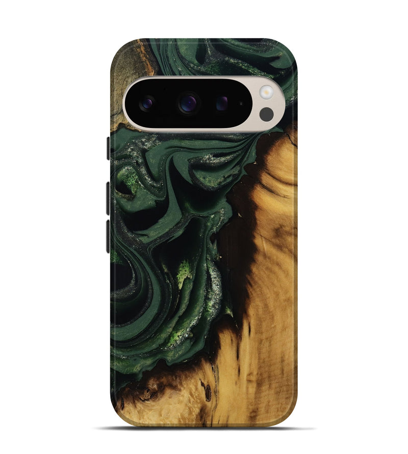 Pixel 9 Wood Live Edge Phone Case - Erin (Green, 811217)