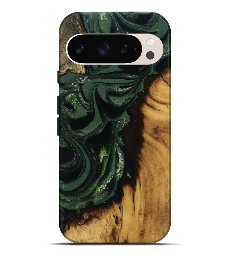 Pixel 9 Pro XL Wood Live Edge Phone Case - Erin (Green, 811217)