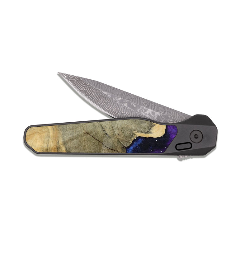 EDC Dark Damascus Wood Pocket Knife - Cassius (Cosmos, 811269)
