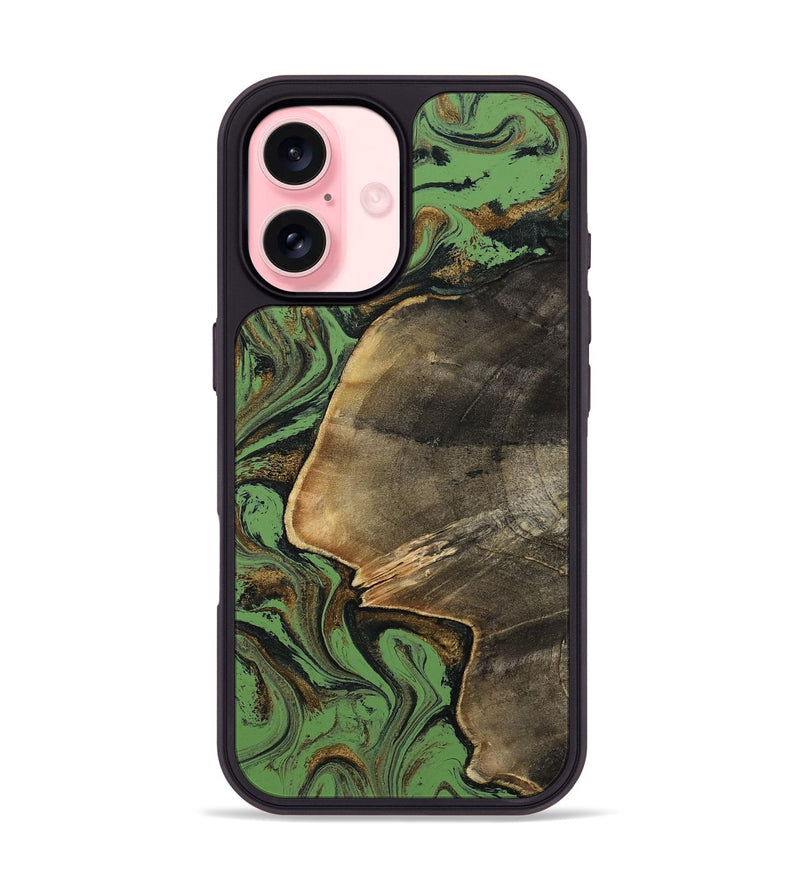 iPhone 16 Wood Phone Case - Kacie (Green, 811334)