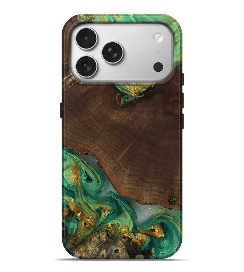 iPhone 17 Pro Max Wood Live Edge Phone Case - Azriel (Gold Flake, 811415)