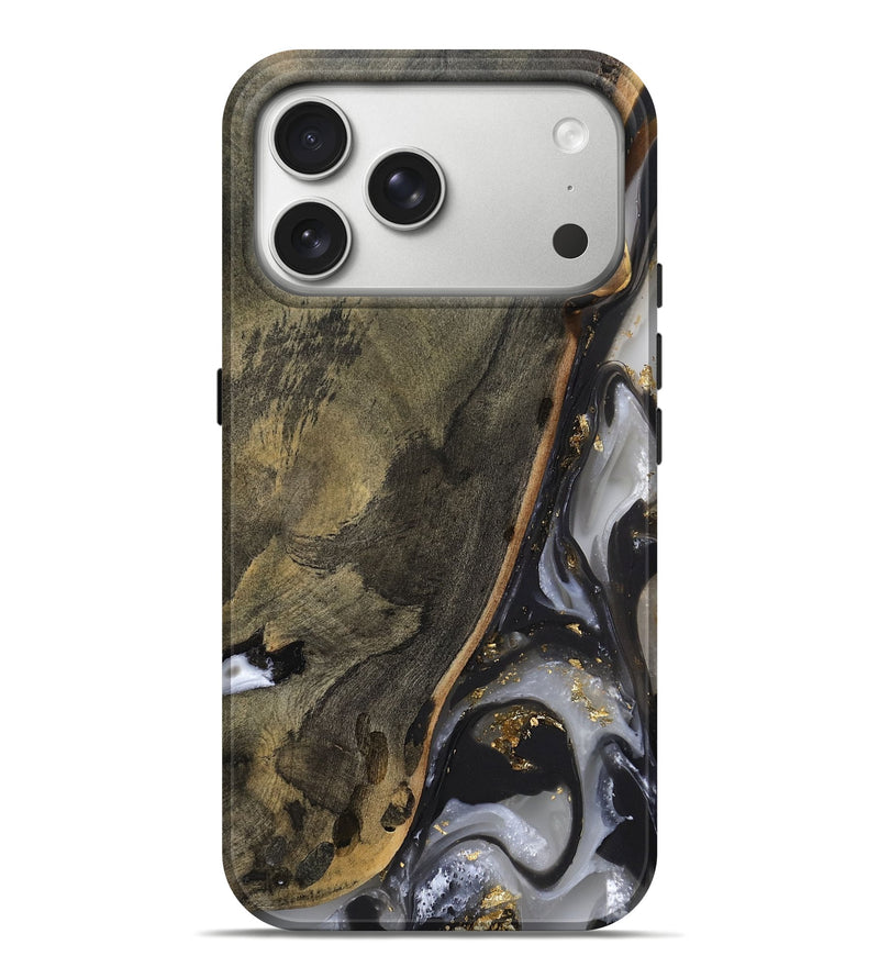 iPhone 17 Pro Max Wood Live Edge Phone Case - Isabel (Gold Flake, 811416)