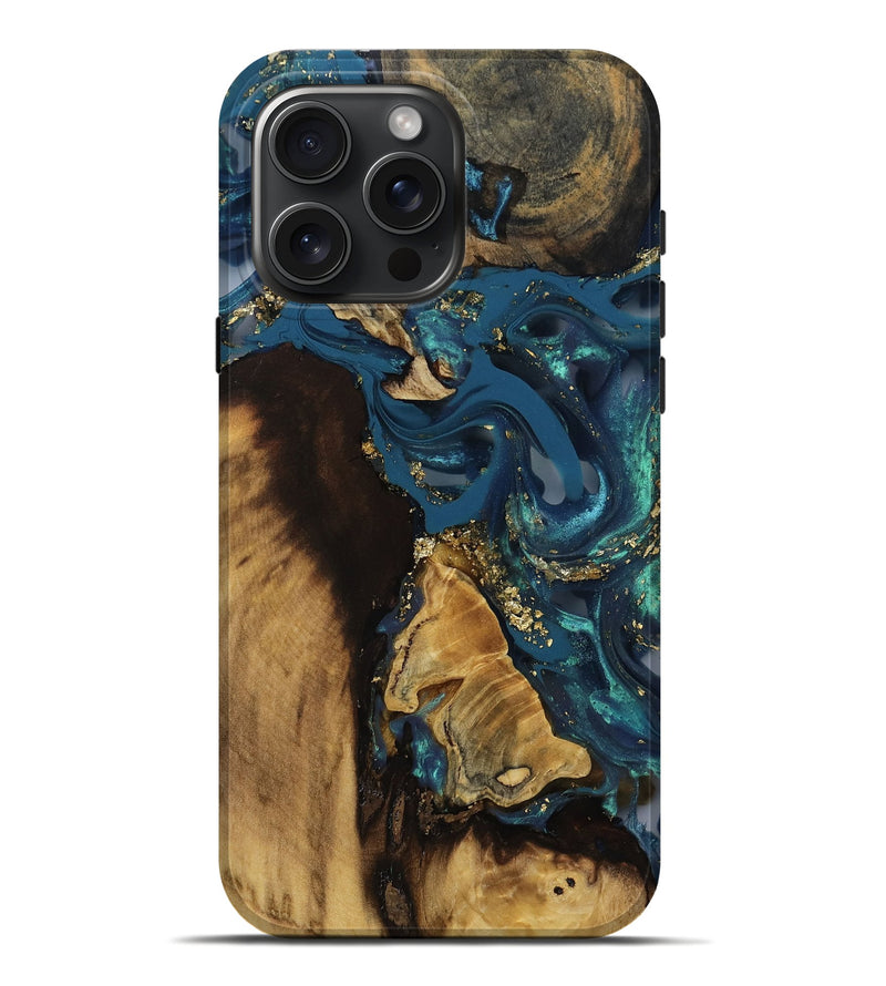 iPhone 16 Pro Max Wood Live Edge Phone Case - Liberty (Gold Flake, 811419)