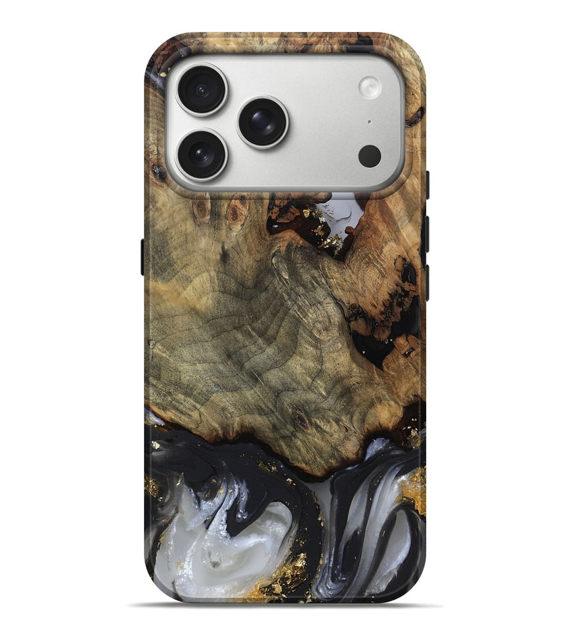 iPhone 17 Pro Max Wood Live Edge Phone Case - Micheal (Gold Flake, 811422)