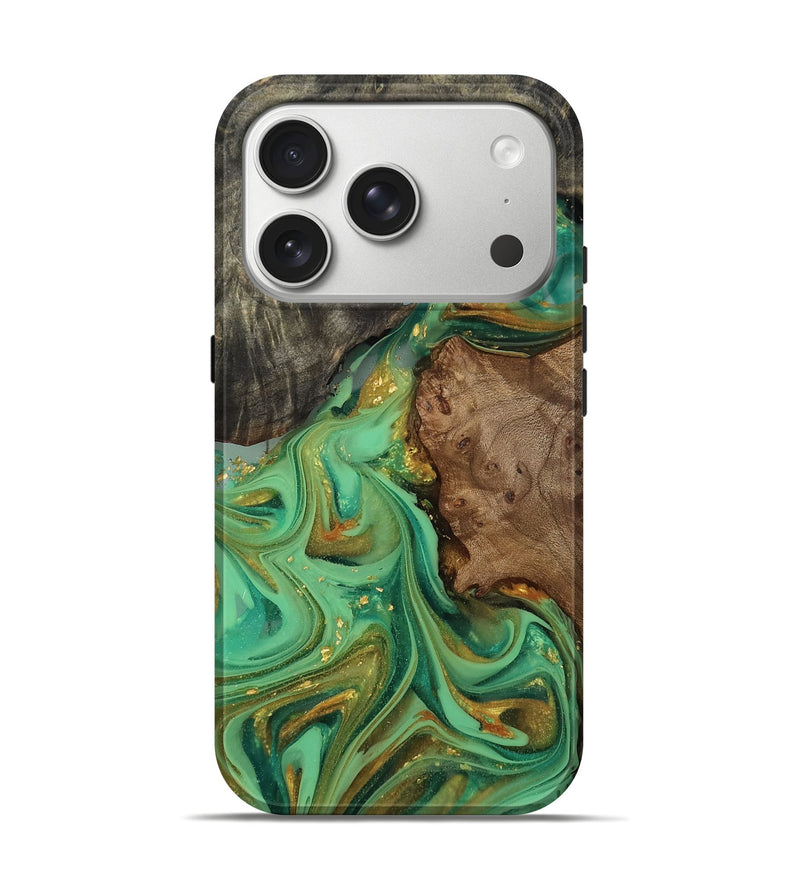 iPhone 17 Pro Wood Live Edge Phone Case - Teo (Gold Flake, 811425)