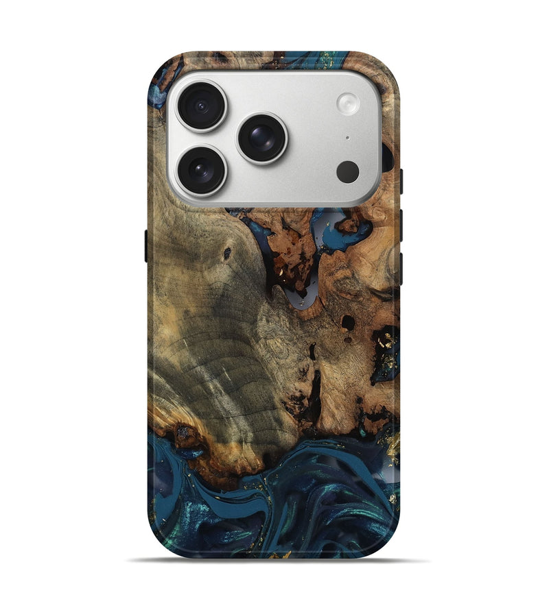 iPhone 17 Pro Wood Live Edge Phone Case - Lemuel (Gold Flake, 811432)
