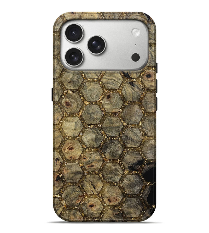 iPhone 17 Pro Max Wood Live Edge Phone Case - Ladonna (Gold Flake, 811434)