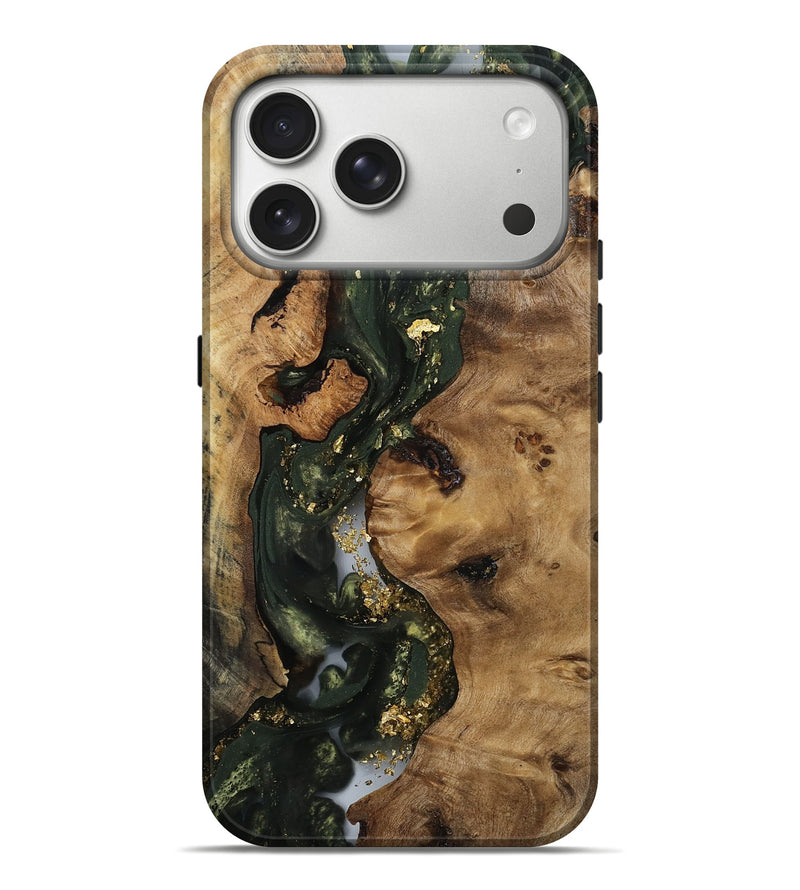 iPhone 17 Pro Max Wood Live Edge Phone Case - Lina (Gold Flake, 811436)