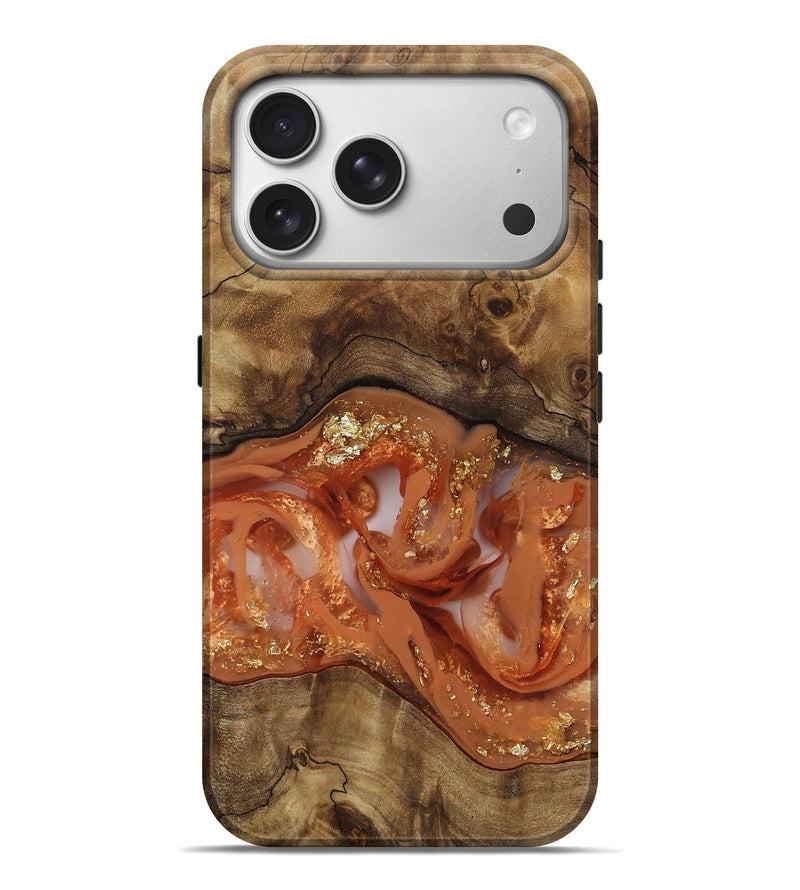 iPhone 17 Pro Max Wood Live Edge Phone Case - Coretta (Gold Flake, 811437)