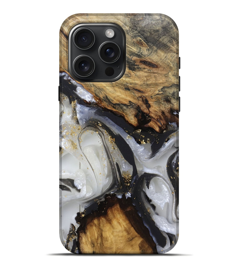 iPhone 16 Pro Max Wood Live Edge Phone Case - Contina (Gold Flake, 811438)