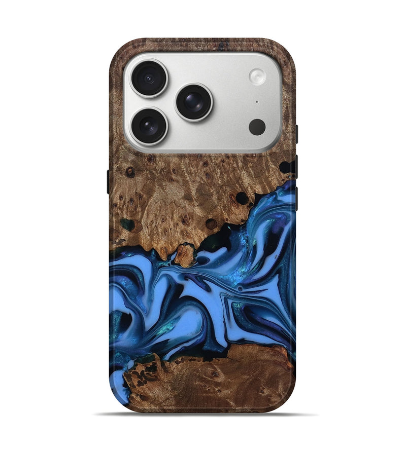 iPhone 17 Pro Wood Live Edge Phone Case - Dorris (Blue, 811447)