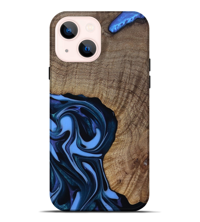 iPhone 14 Plus Wood Live Edge Phone Case - Perley (Blue, 811448)