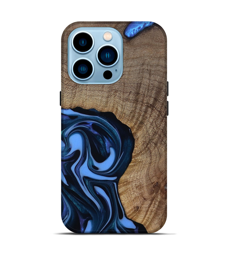 iPhone 14 Pro Wood Live Edge Phone Case - Perley (Blue, 811448)