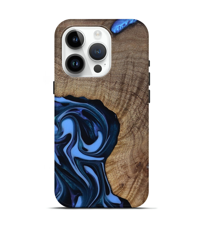 iPhone 15 Pro Wood Live Edge Phone Case - Perley (Blue, 811448)