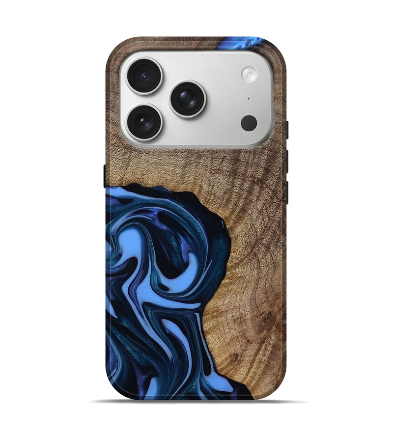iPhone 17 Pro Wood Live Edge Phone Case - Perley (Blue, 811448)