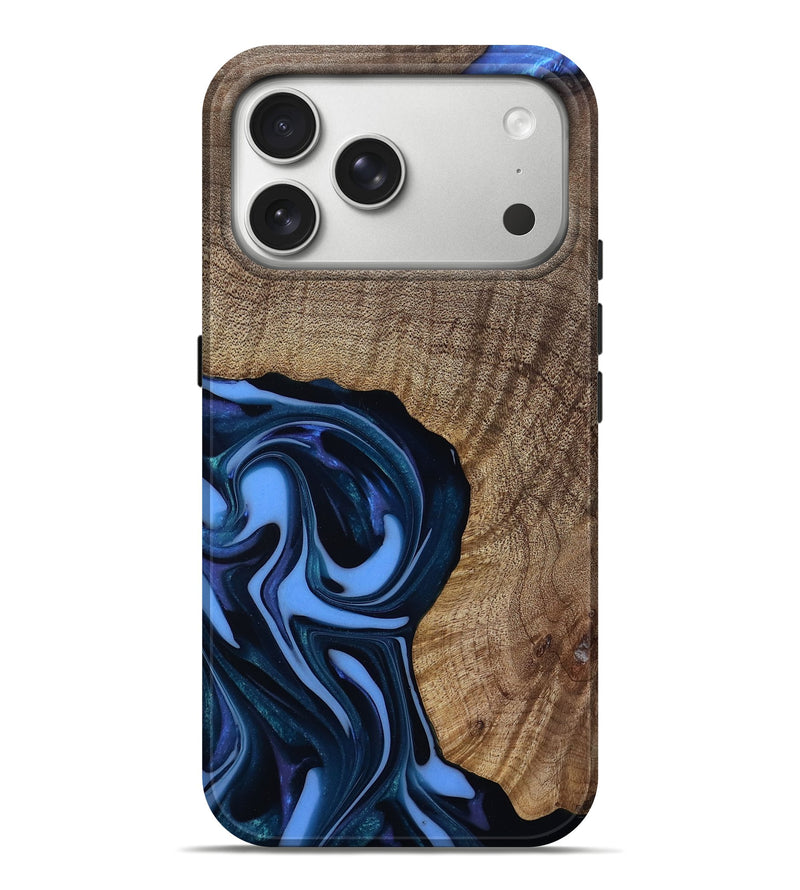 iPhone 17 Pro Max Wood Live Edge Phone Case - Perley (Blue, 811448)