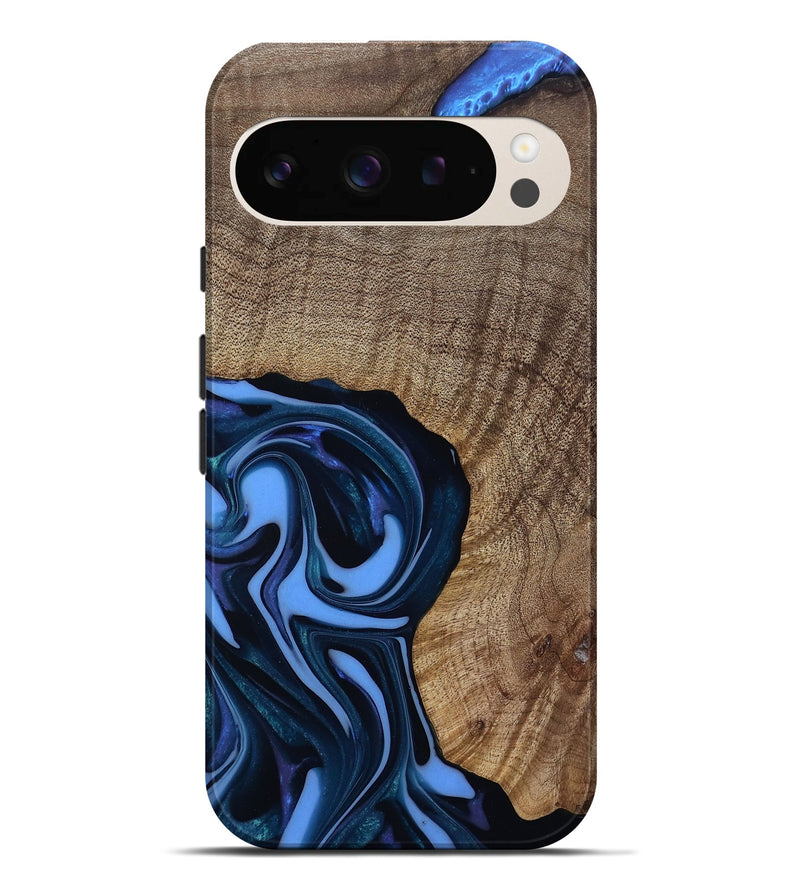 Pixel 9 Pro XL Wood Live Edge Phone Case - Perley (Blue, 811448)