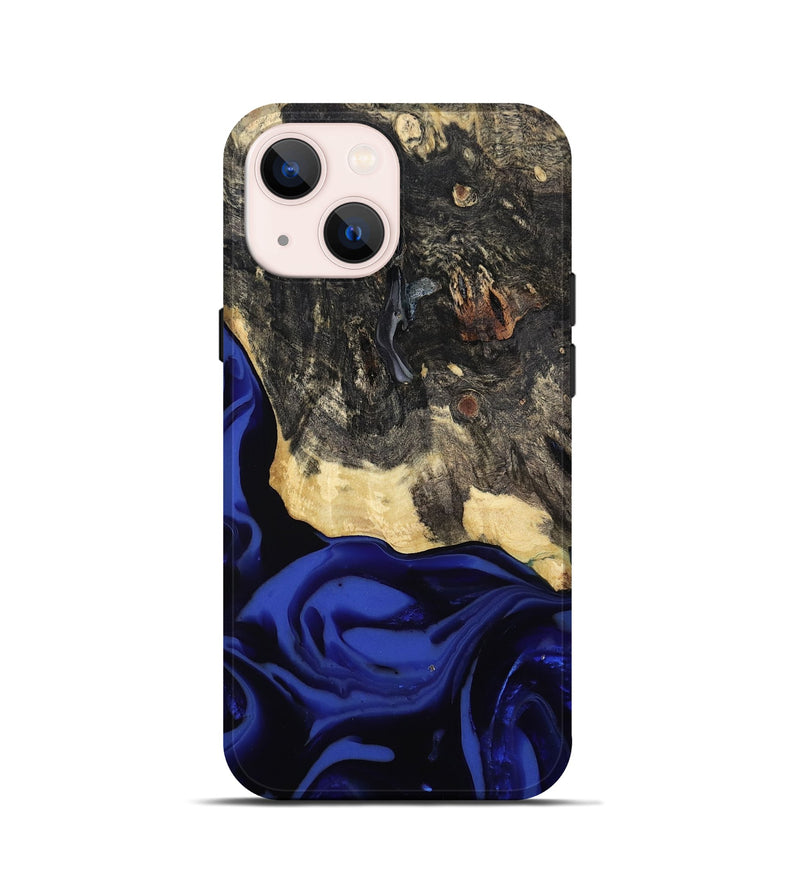 iPhone 13 mini Wood Live Edge Phone Case - Dania (Blue, 811449)