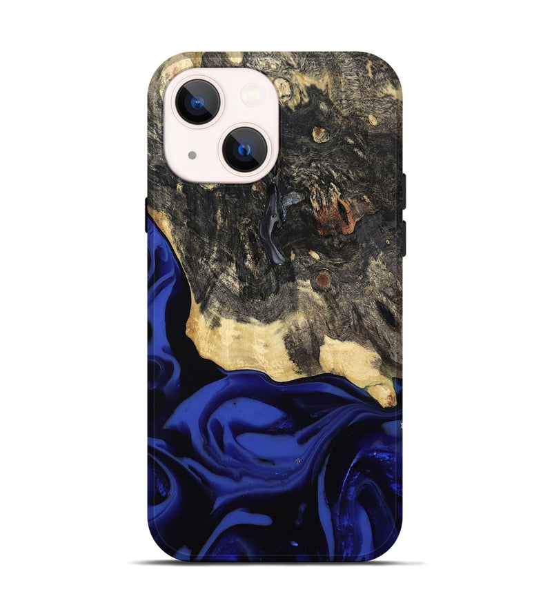 iPhone 14 Wood Live Edge Phone Case - Dania (Blue, 811449)