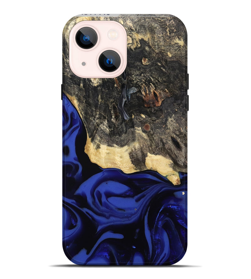 iPhone 14 Plus Wood Live Edge Phone Case - Dania (Blue, 811449)