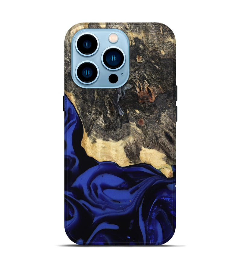 iPhone 14 Pro Wood Live Edge Phone Case - Dania (Blue, 811449)