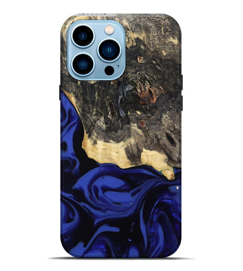 iPhone 14 Pro Max Wood Live Edge Phone Case - Dania (Blue, 811449)