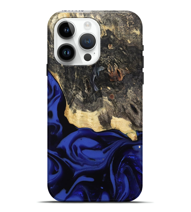 iPhone 15 Pro Max Wood Live Edge Phone Case - Dania (Blue, 811449)