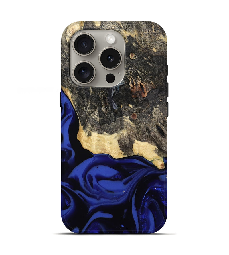 iPhone 16 Pro Wood Live Edge Phone Case - Dania (Blue, 811449)